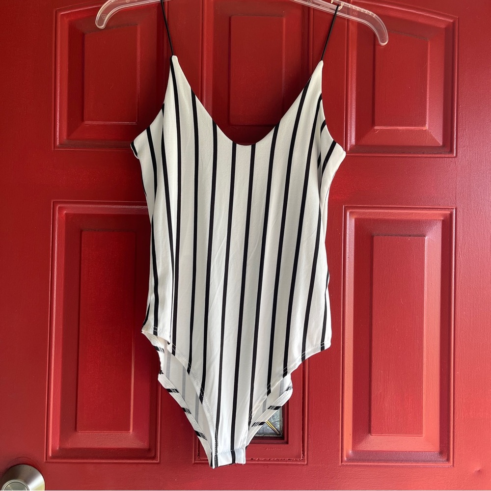 Striped Black and White Bodysuit NWT